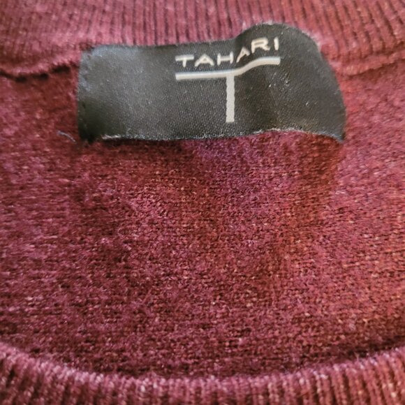 T Tahari Peplum Pullover Sweater in Burgundy - Picture 3 of 6